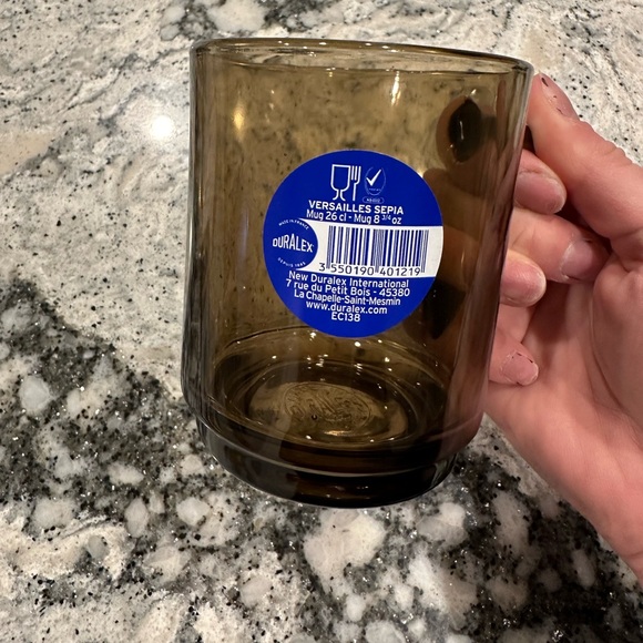 NEW Duralex Versailles Stackable 8 oz Sepia Glass Mug - Can be sold as a set - Picture 2 of 4